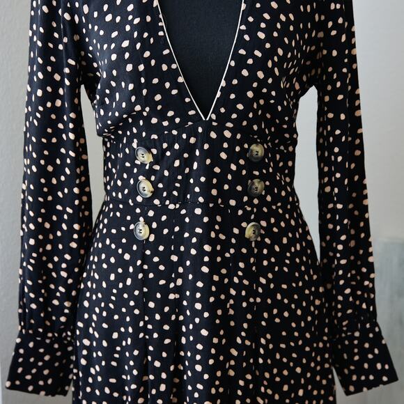 TOP SHOP polka dot double split Viscose midi dress size 4 S - Picture 3 of 7